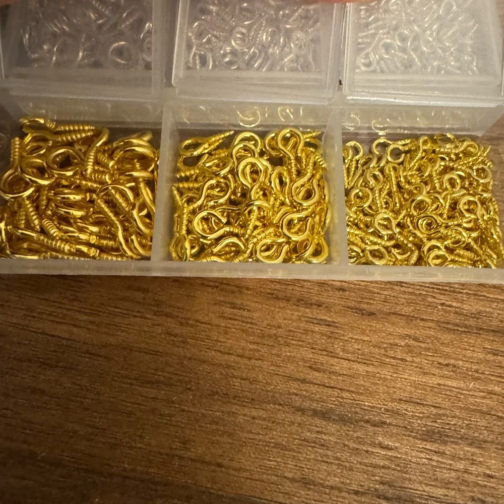 LOT bundle Jewelry earring making kit gold & silver findings crafts screw pins - Picture 2 of 6
